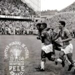 Pelé Instagram - “Depois do quinto gol, até eu quis torcer por ele.” – Sigge Parling da Suécia sobre o grande Pelé, após a final da Copa do Mundo de 1958. Quer saber o quão mágico Pelé foi desde o início? Quando criança, no verão de 1950, Pelé viu seu pai chorar quando o Brasil perdeu na Copa do Mundo contra o Uruguai, e fez uma promessa ao pai naquele momento: ele não permitiria que isso acontecesse quando ele chegasse lá. Em 1958, com apenas 17 anos, o fenômeno Pelé fez tudo certo. Ele marcou duas vezes na final da Copa do Mundo para ajudar o Brasil a vencer a Suécia, quebrando alguns recordes naquele dia, bem como os corações dos fiéis suecos em seu próprio território. Desde então? Ele se tornou o maior astro do futebol já conhecido. @rootsoffight está relembrando aquele momento único na Suécia, em 1958, quando Pelé fez seu nome, com este novo lançamento na coleção oficial. Pelé x @rootsoffight | Rootsoffight. com. #RootsofFight #KnowYourRoots . “After the fifth goal, even I wanted to cheer for him.” – Sigge Parling of Sweden on the great Pelé, after the 1958 World Cup Final. Want to know how magical Pelé was from the start? As a kid in the summer of 1950, Pelé watched his father weep as Brasil came up short in the World Cup against Uruguay, and he made a vow to his dad right then and there: He wouldn’t allow that to happen when he made it there. In 1958, at just 17 years old, the phenom Pelé made good. He scored twice in the World Cup Final to help Brasil beat Sweden, breaking a couple of records that day, as well as the hearts of the Swedish faithful on their own turf. From there? He became the biggest superstar soccer had ever known. @rootsoffight is throwing back to that breakthrough moment in Sweden, 1958, when Pelé made a name with this new drop in the official collection. Pelé x @rootsoffight | Rootsoffight.com. #RootsofFight #KnowYourRoots