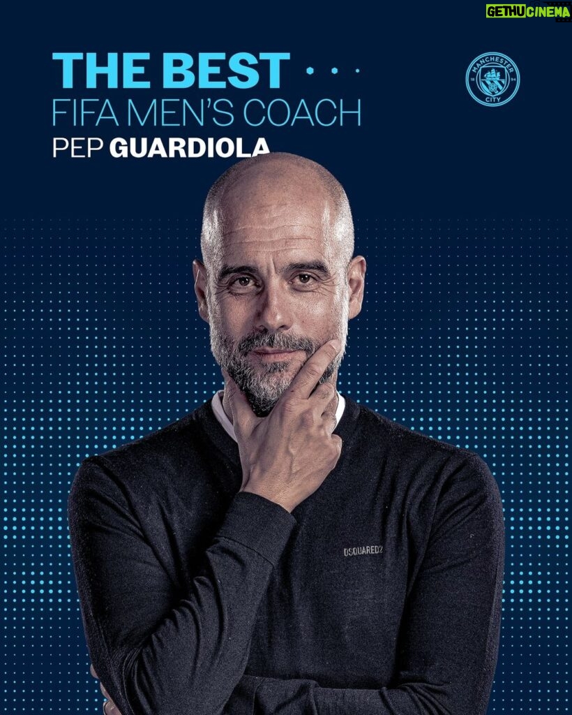 Pep Guardiola Instagram - Our boss is the BEST! 🙌 @pepteam is #TheBest FIFA Men’s Coach 2023! 🩵