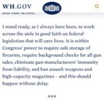 Peri Gilpin Instagram - I’m sorry, just realized it’s difficult to read the most powerful part of President Biden’s statement-“It is within congress’ power to require safe storage of firearms, require background checks for all gun sales, eliminate gun manufacturer’s immunity from liability and ban assault weapons and take action.” For our kids. For their kids. USA
