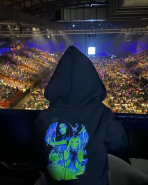 Perrie Instagram - We were in matching Little Mix tracksuits but in true baby style he shat everywhere. But here we are! Watching his first ever show 🥺😍♥️