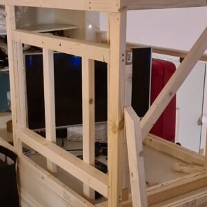 PewDiePie Instagram - I built a mf closet gamers.. 😤😤😤 Sometimes you just gotta real life Minecraft, ya know?
We have this akward space in front of our bed that goes up from the floor. It kind of blocks away space and ends up piling up mess. 
So, decided to extend the closet from the wall out over and also build the TV into it. Marzia had the great idea to put a bookshelf on the end. On the backside of it, there's sliding doors with shelves for storage inside.
Shoutout to my neighbour for letting me borrow his garage and tools 👍and mertz for helping me paint it and also my dad for giving advise. Never built anything this big in wood before, but was really fun and turned out not too shabby. 🙉