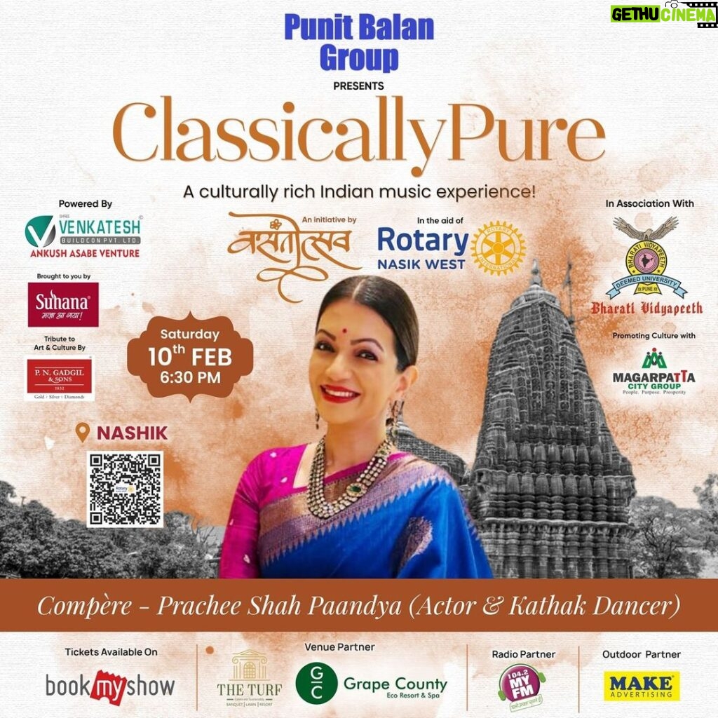 Prachee Shah Instagram - We’re extremely excited to welcome illustrious kathak dancer and actor Prachee Shah Pandya to take the stage as compère for Classically Pure, Nashik on 10th February, Saturday. Join us for an enchanting evening featuring the extraordinary talents of Rahul Deshpande and Kaushiki Chakraborty. #ClassicallyPure #PracheeShahPaandya #Vasantotsav #MusicalJourney #MusicCelebration #MusicConcert #ClassicalMusic #HindustaniClassical #ClassicalMusicLover #ClassicalMusicConcert #IndianClassicalMusic #MusicLover #KathakMaestro #LiveConcert #HindustaniClassicMusic #Nashik #ClassicalMusician #MusicUnderTheStars #NashikEvents #NashikConcert #NashikMusic #Kathak Grape County