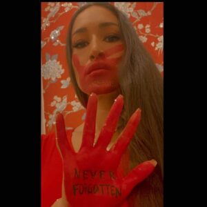 Q'orianka Kilcher Instagram - ❗️❗️May 5th is recognized as National Day of Awareness for Missing and Murdered Native Women and Girls.
We wear red to honor our lost relatives and call their spirits home. The red handprint symbolizes our solidarity. NO MORE STOLEN SISTERS! For far too long the high number and rate of missing and murdered indigenous women, girls, has gone largely ignored. Here are some facts about violence against Native Women: We are 2.5x more likely to be raped than white women. We are more likely to be raped by a perpetrator of a different race. 84% of indigenous women experience violence in our lifetime. they are murdered at a rate 10X higher than the national average. 96% of rapes are perpetrated by nonNative men, but non-Native offenders are rarely prosecuted on tribal lands. Cases of missing and murdered indigenous woman often go underreported and untracked. 
This is unacceptable. We must continue to educate and raise awareness on this crisis to help amplify those voices who are seldom heard. Lets honor their lives and memories by continuing to push for visibility, change and action for all future generations! Lets keep moving forward! Resist! Persist! Repeat! ✊🏽🪶✨ #MMIWG2ST #MMIWGActionNow #NoMoreStolenSisters
#MMIWG #NIWRC #neverforgotten