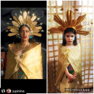 Q'orianka Kilcher Instagram - “To be inspired is great, but to inspire is an honor”  I am so touched and honored to have inspired this beautiful, sweet little queen 👸 Aja and her awesome momma to recreate Empress Kawillaka in @doramovie 🥺🤍🙏🏽🌻🌞 #indigenous #representationmatters