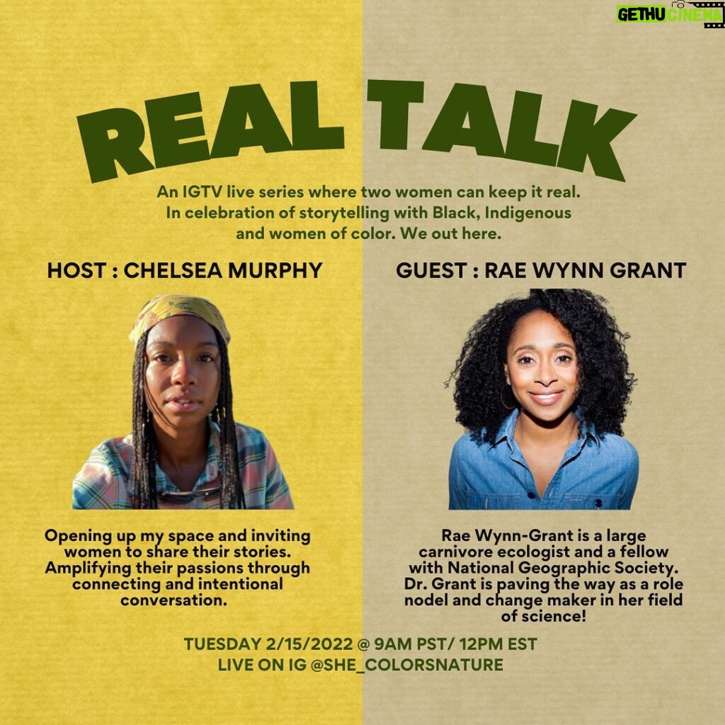 Rae Wynn-Grant Instagram - Happy Sunday friends! Just wanted to leave this here so you guys can be sure to save the date! Me and @raewynngrant will be getting together for an IG LIVE this Tuesday morning! Be sure to follow her and meet us back here for a good conversation! I want to continue this #RealTalk series this year in celebration of Black, Indigenous and women of color. @raewynngrant is a large carnivore ecologist specializing in the study of black bears! She advocates for women and people of color in science and the outdoors! Set your alarm for: Tuesday, 2/15/22 @ 9am PST / 12pm EST See everybody then ✊🏾🐻 #SheColorsNature #RealTalkWithSCN #RealTalk #BlackWomenInScience #BlackWomenOutdoors #BlackOutdoors #IGTVLive #IGTV