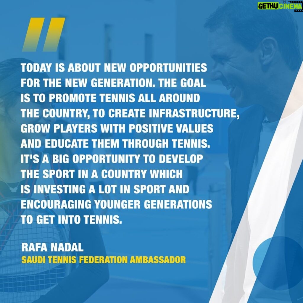 Rafael Nadal Instagram - A sporting icon. Incredible to welcome @rafaelnadal as a new ambassador for @sauditennis Developing young players and growing interest in tennis. To learn more (Click the link in the bio)