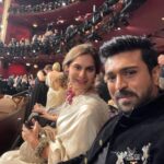 Ram Charan Instagram - Oscar Love ❤️ #oscar2023 Thank you @ssrajamouli Garu & family We are here for India 🇮🇳 #jaihind Dream team @nikitajaisinghani for styling ram @sandysartistry hair and make up @jayantireddylabel my saree @binagoenkaofficial my exquisite jewels @arifminhaz photos @magic.energy spiritual balance @swamynathkorlapati & @prashanthkunchapu biggest support.