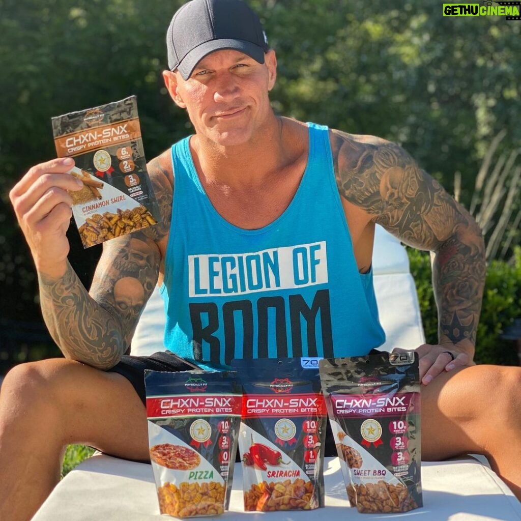 Randy Orton Instagram - I want to thank my good friend @therealkurtangle for sending me some #crispyproteinbites called #chxnsnx you can find them @physicallyfitnutrition and the Orton family fav flavors are brown sugar, cinnamon swirl and pizza! Do yourself a favor, and give them a try! You can thank me later 👍🏼