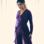Raveena Tandon Instagram - 💜 the love for purple…. Outfit: @deme_love_ Necklace: @flowerchildbyshaheen Earrings: @putstyle07 Shoes: @worldofanaar Mumbai, Maharashtra