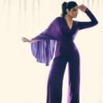 Raveena Tandon Instagram - 💜 the love for purple…. Outfit: @deme_love_ Necklace: @flowerchildbyshaheen Earrings: @putstyle07 Shoes: @worldofanaar Mumbai, Maharashtra