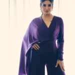 Raveena Tandon Instagram - 💜 the love for purple…. Outfit: @deme_love_ Necklace: @flowerchildbyshaheen Earrings: @putstyle07 Shoes: @worldofanaar Mumbai, Maharashtra