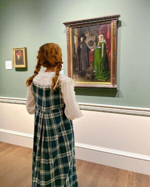 Rebecca Flint Instagram - in 1434 Jan Van Eyck’s hand carved a portrait that keeps us guessing at its mysteries, over 589 years later 💭 Did you know you can see this world-famous painting in London, for free? 

📍 National Gallery, London

#arnolfiniportrait #arnolfini #arnolfinimarriage #janvaneyck #nationalgallery #londonmuseum #arthistorynerds #historyofarts #classicalpainting #arttravel #museumaesthetic #artgallery #vintagelauraashley #lauraashleyvintage #lauraashleyuk #lauraashley #coquette #coquettefashion #faecore #romanticstyle #softgirlaesthetic #dreaminginpictures #asecondofwhimsey #parisiennegirl #historyofart #1400s #15thcenturyart #15thcenturyfashion #15thcenturypainting #15thcentury