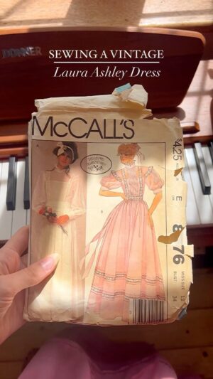 Rebecca Flint Instagram - sewing a vintage Laura Ashley dress 🪡 MCCALLS 8876 💫 ⁣
⁣
⁣
#historicalsewing #vintagesewing #vintagelauraashley #lauraashleydress #prairiedress #70sfashion #60sstyle