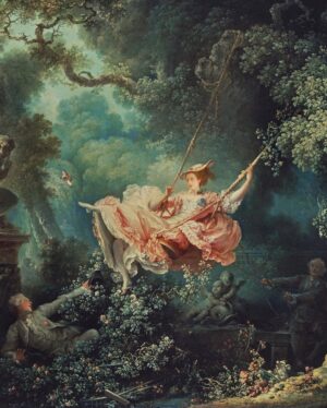 Rebecca Flint Instagram - L'Escarpolette - ‘The Happy Accidents of The Swing’ - painted by Jean Honore Fragonard in 1767 🔎 Delighted by the frivolity and bemused by the eroticism, I had to leap inside the frame of this painting too...⁣
⁣
🩰 The Swing is one of the most famous and beloved paintings of the Rococo Era. Depicting a young woman in a billowing dress, she is pushed on the swing by one man behind her, and another below her peers from the bushes to glimpse underneath her dress. ⁣
⁣
The story goes, that a courtier asked the French painter Gabriel Francois Doyen to capture his mistress in this compromising scene, but refusing on the grounds of frivolity, the commission was then passed on to Fragonard instead, resulting in his most famous piece of work 🎀⁣
⁣
🤔 Now tell me - which famous Disney film features this painting too - and what key element of the composition do they purposefully remove? ⁣
⁣
⁣
⁣
⁣
⁣
#marieantoinette #historicalcostuming #rococo #jeanhonorefragonard #rococoart #rococostyle #rococodress #frenchelegance #1700s #allabout18thcentury #photoshoppro #classicalpainting #ofwhimsicalmoments #wherefairiesdwell #18thcentury #18thcenturyfashion #marieantoinettestyle #18eme #painterly #likeapainting #fineartphoto #reallifepainting #thewallacecollection #arthistory #historyart #artandhistory #frenchart #chateauversailles #versailles #theswing