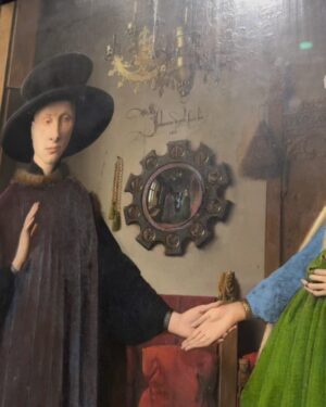 Rebecca Flint Instagram - in 1434 Jan Van Eyck’s hand carved a portrait that keeps us guessing at its mysteries, over 589 years later 💭 Did you know you can see this world-famous painting in London, for free? 

📍 National Gallery, London

#arnolfiniportrait #arnolfini #arnolfinimarriage #janvaneyck #nationalgallery #londonmuseum #arthistorynerds #historyofarts #classicalpainting #arttravel #museumaesthetic #artgallery #vintagelauraashley #lauraashleyvintage #lauraashleyuk #lauraashley #coquette #coquettefashion #faecore #romanticstyle #softgirlaesthetic #dreaminginpictures #asecondofwhimsey #parisiennegirl #historyofart #1400s #15thcenturyart #15thcenturyfashion #15thcenturypainting #15thcentury