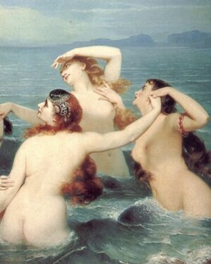 Rebecca Flint Instagram - contemplating mermaidhood at paradise beach 🧜‍♀️ ⁣
⁣
01: A Mermaid, John William Waterhouse, 1901 🎨⁣
⁣
02: Mermaids Frolicking in the Sea, Charles-Édouard Boutibonne, 1883 🌊⁣
⁣
I explored the Greek Island coasts last week with my friends for a dreamy summer holiday 😊 I’m often nervous of boats but luckily I had a great time and no troubles. I’ve been working hard lately so it was a delight to relax in the salty sun!
