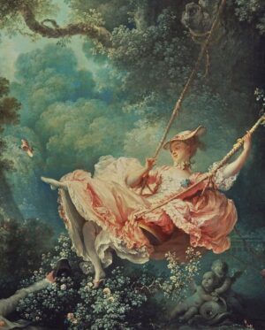 Rebecca Flint Instagram - L'Escarpolette - ‘The Happy Accidents of The Swing’ - painted by Jean Honore Fragonard in 1767 🔎 Delighted by the frivolity and bemused by the eroticism, I had to leap inside the frame of this painting too...⁣
⁣
🩰 The Swing is one of the most famous and beloved paintings of the Rococo Era. Depicting a young woman in a billowing dress, she is pushed on the swing by one man behind her, and another below her peers from the bushes to glimpse underneath her dress. ⁣
⁣
The story goes, that a courtier asked the French painter Gabriel Francois Doyen to capture his mistress in this compromising scene, but refusing on the grounds of frivolity, the commission was then passed on to Fragonard instead, resulting in his most famous piece of work 🎀⁣
⁣
🤔 Now tell me - which famous Disney film features this painting too - and what key element of the composition do they purposefully remove? ⁣
⁣
⁣
⁣
⁣
⁣
#marieantoinette #historicalcostuming #rococo #jeanhonorefragonard #rococoart #rococostyle #rococodress #frenchelegance #1700s #allabout18thcentury #photoshoppro #classicalpainting #ofwhimsicalmoments #wherefairiesdwell #18thcentury #18thcenturyfashion #marieantoinettestyle #18eme #painterly #likeapainting #fineartphoto #reallifepainting #thewallacecollection #arthistory #historyart #artandhistory #frenchart #chateauversailles #versailles #theswing