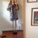 Rebecca Flint Instagram - day 1 of posting my outfits bc I never document anything I actually WEAR! 🤭 🕵️‍♂️ Shoes @forever21 Dress @beyondretro Blouse under @zara Jacket vintage Hairband @cottonon Bag @gucci Socks @amazonuk Duke of London