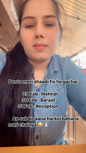 Reeta Mewada Instagram - 😜Sab ko aana hai shadi me 😂🙏🏻 #shadi #trendingreels #trending #comedy #funny follow @reetamewada18 😜🙏🏻😂