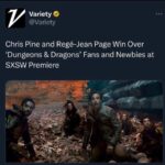 Regé-Jean Page Instagram - Critical hit! 🐉 Everyone who came out last night and shared such an amazing opening last night: thank you! Everyone else: can’t wait for you to join the ride March 31st! @dungeonsanddragonsmovie @christopherleneo @jessica_o_ @holly_macnaghten 📸: @gettyentertainment/Sarah Kerver/@variety