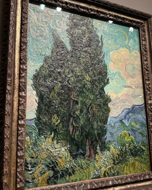 Regina Spektor Instagram - What an unbelievable gift to spend the morning @metmuseum taking in the last day of their incredible Van Gogh’s Cypresses exhibit ❤️🙌 Thank you for having me!

Being in the same room as those precious works- many collected from different museums and private collections- was like being a guest at an incredible family reunion. You could almost feel how happy they were to be together. 

Glancing from one to another in the same space felt so special. Seeing letters to his family up close, the brush strokes, and reading about the history of each work- it all filled me up! 

If I didn’t have to get to the festival tomorrow, I would have stayed forever (or at least till closing time…) 

If you’re visiting NYC or you live here- get yourself to #themet 

The permanent collection is part of my soul, I’ve been coming here since I was small… They always have new incredible exhibits arriving so become friends with this treasure of our city, and you’ll always feel inspired! Today I’m floating having gotten the chance! Extra thanks to Kristen for taking the time to share her knowledge and time with me! 💕👏🙌🌟🖼️ 

Now to finish packing and to get myself to the Vineyard for @beachroadweekend (*this sunday, my last set of the summer 🎶🐚)

PS. I tried my best to capture some moments to share here. There was so much I can’t do it justice. For example- a really interesting thing is that sketch in slide 3 is actually the final version. He painted the painting first, but then wanted to do the sketch because he wasn’t finished with the idea…