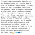 Regina Spektor Instagram - Filled with thoughts, filled with feelings, crying daily, pushing myself to see what’s out there, praying for the hostages to be returned, praying for civilians to stay alive, staying strong yet not bitter, loving more and more and more. That’s where I’m at 🤍🩵💙💪🇮🇱. Am Yisrael Chai 🙌