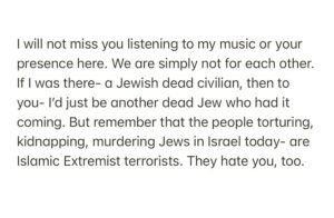 Regina Spektor Instagram - I will not be silent, and if you care-please don’t be silent either. Your Jewish friends need you… 

#israel 💔💙✡️👊