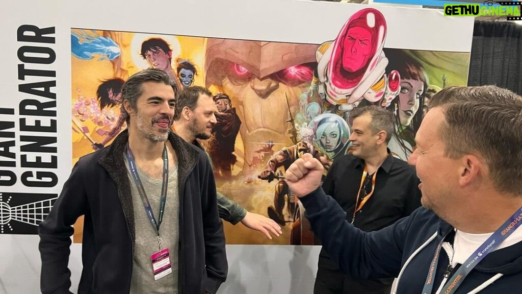 Rick Remender Instagram - Thank you day one of NYCC! Holy shit the @giantgenerator booth was nonstop! Thursday is the new Saturday! Sold out of half our stock and I thought we way over stocked. So many insanely kind fans. You filled my old heart w rainbows and pancake batter. Was great seeing and signing w @maxfiumara @dave.mccaig @wescraigcomics @leeloughridge and seeing so many old pals including the ever handsome @paulazaceta and the amazing @gregtocchini_art will be camping w us tomorrow and signing LOW hardcovers while they last. @newyorkcomiccon @imagecomics @giantgenerator