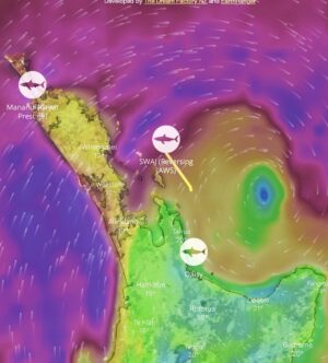 Riley Elliott Instagram - Awesome to see SWAJ giving us some new detections, even in the middle of massive storm swells. Hard to tell if the baby GW is running from the storm or is seeking out the most epic waves it has to offer. Judging from Mananui, currently on the west coasts 90mile beach, and the fact Daisy has gone ‘underground’, with no surfacing detections in a while, the trajectory of SWAJ may suggest they are getting sick of the east coasts storms and floodwaters which would likely make visual hunting difficult. Much to learn but one thing is for sure, this has been an unprecedented stormy summer.