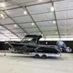 Riley Elliott Instagram - She’s in there - ready to be dressed - @boatshownz Thanks to @extremeboats.nz @gfabtrailers @yamahamarinenz @mazda_nz @raymarine_nz @seadek I will be on the GFAB stand #507 at 1:15pm Sat and Sun to talk sharks and in particular the Great White Project.