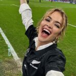 Rita Ora Instagram - My first Rugby game and what an experience it was. Thank you to all who made this a night to remember @allblacks you’ll forever be champs congratulations on an incredible game 🥹🙌❤️ the energy was electric ⚡️ Paris, France