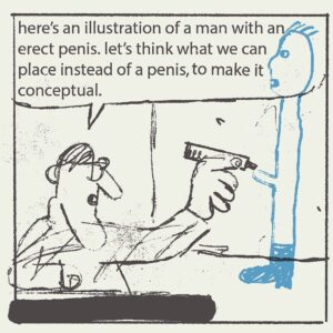 Roman Muradov Instagram - a little free lecture for those of you can’t afford art school, improvised this morning. more of that sort of thing on my newsletter bluebed.substack.com (along with occasional proper comics/art, though lately it’s been mostly quick trash) #conceptualillustration #artinspiration #turorial #lecture #newyorker #illustration