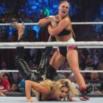Ronda Rousey Instagram - Thank you @therealkurtangle for for everything you’ve taught me 🙏🏼 hope I did you proud out there last night Felt great getting back in the ring again and for the first time on #smackdown, feeling better every time I get back out there. Thank you for the warm up @sonyadevillewwe😈 And @charlottewwe, get some ice and advil bitch, cause we got a show to steal at #wrestlemania38
