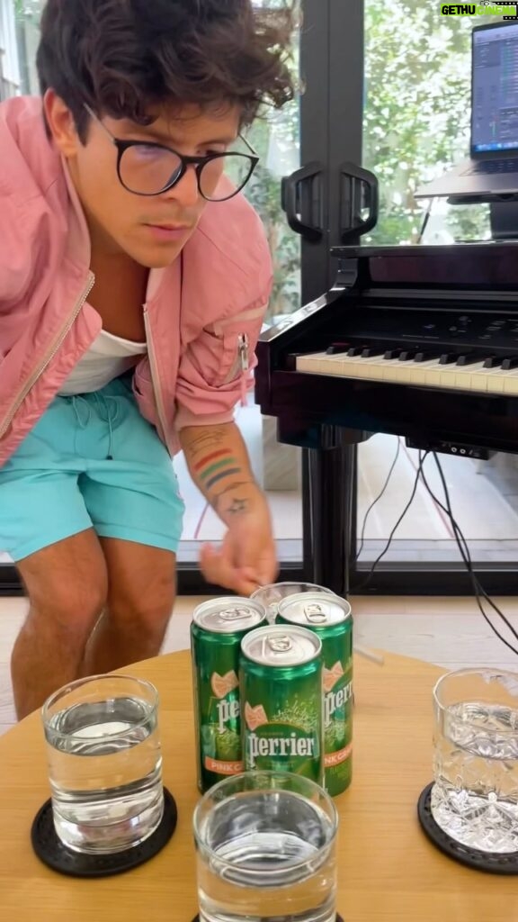 Rudy Mancuso Instagram - Feeling the groove with every sip @perrierusa #feeltheflavor #perrierpartner