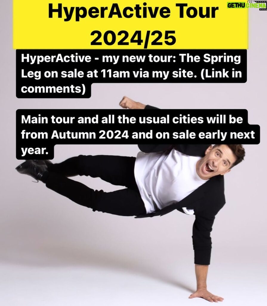 Russell Kane Instagram - As requested - an intimate run of rooms in the spring. Main tour will be in Autumn 2024 - rooms on sale early 2024