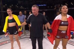 Sabina Mazo Instagram - @SabinaMazo derrota Sandra Lavado via Decisão Unânime (49-46, 50-45, 49-46) se tornando a mais nova Campeã Mundial Peso Mosca do @LFAfighting! 🏆

#LFA164: #ElPaso, #TX. | #𝐚𝐧𝐝𝐍𝐄𝐖 🇨🇴