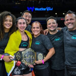 Sabina Mazo Instagram - #LFA164 Results: @SabinaMazo def. Sandra Lavado via Unanimous Decision (49-46, 50-45, 49-46) to become the #andNEW LFA Women's Flyweight World Champion. 🏆

#LFA164 | #ElPaso, #Texas | @UFCFightPass