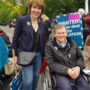 Saffron Burrows Instagram - This brillant, kind, exceptional man came into my life when I was 7.
He has become the most phenomenal father to me and grand-father to my children.
Richard has fought against injustice all his life; fascism, racism, sexism, homophobia, and later in life came to tackle the oppression of more than one in eight of us who are disabled. Richard had polio as a baby. He has fought to move mountains in making the world more equal: to make our education system be an inclusive one; in the sixties to unionise work places; as the London secretary of the largest teaching union to defend teachers who were sacked because of who they loved, or because they took an anti-racist stance. 
A decade ago, Richard began the UK’s annual Disability History Month and last year instigated the re-starting of the Commonwealth Disabled People’s Forum at the UN, where he was elected General Secretary. 
Last weekend my folks broke their 3 month lockdown to attend a #blm protest in #newingtongreen where Richard spoke about #colinroach and their campaign to keep #policeoutofschools in the 1980’s....
I want to say #happyfathersday and #grandfathersday to this incredible man.