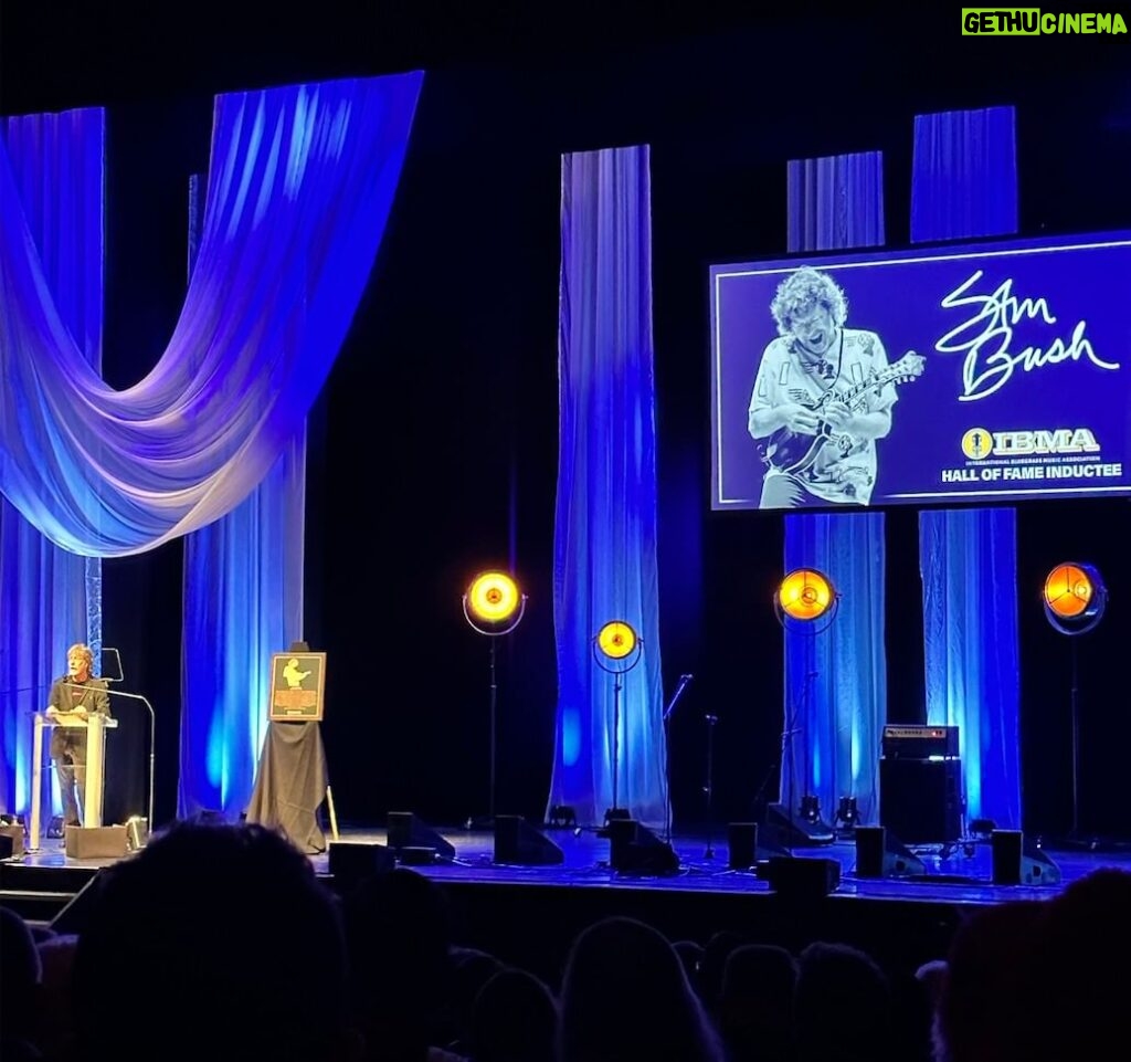 Sam Bush Instagram - The 2023 @intlbluegrass Awards was a night to remember! Congratulations to all winners and nominees, and a special congratulations to Sam for his induction into the Bluegrass Music Hall of Fame - a testament to his outstanding contributions to the genre and commitment to his craft! Cheers, too, to Sam, @jonweisberger and @smithsonianfolkways for winning the Industry Liner Notes of the Year for Radio John: The Songs of John Hartford! #sambush #bluegrassmusichalloffame #newgrass #IBMA #IBMAAwards Photos by Rob Laughter and Tom Beck