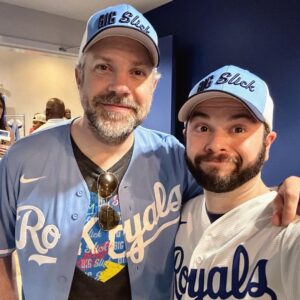 Samm Levine Instagram - Not sure why he keeps calling the baseball diamond “the pitch,” but I’m very happy to have this man stateside again. #BigSlickKC #Sudeikis