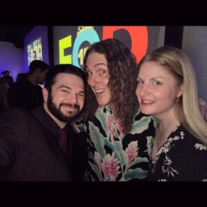 Samm Levine Instagram - An amazing night seeing ‘Weird: The Al Yankovic Story’ - and now you can too! FOR FREE! It’s available NOW on the Roku Channel (which is a FREE app and website)! Did I mention it’s FREE?!

The movie is hysterically funny - and do yourself a favor by watching it with the largest group of friends you can. @alfredyankovic, @erockappel, #DanielRadcliffe & #EvanRachelWood absolutely knocked it out of the park! And it’s chock-full of glorious Easter eggs for longtime fans! It’s honestly the hardest I’ve laughed since the world fell apart! Thank you for FINALLY sharing your story, Al!
.
.
#WeirdTheAlYankovicStory #TheRokuChannel #FunnyOrDie