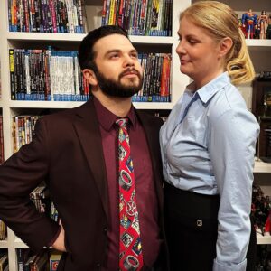 Samm Levine Instagram - Happy ‘Halloweekend’ from the two finest attorneys in Albuquerque!! #BeardedSlippinJimmy #KimWexler #BetterCallSaul #Boo