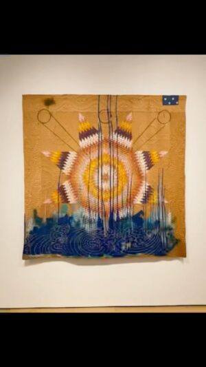 Sanford Biggers Instagram - What do you 👁?
@speedartmuseum 

#CodeswitchCloserLook

Quilt 30 (Nimbus), 2013. Antique quilt, acrylic, spray paint, 78 x 78 in. 

#quilting #blackhistory #history #quiltart #studiosanfordbiggers