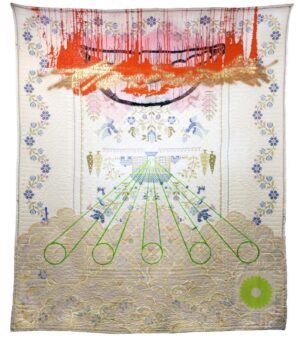 Sanford Biggers Instagram - 👁 Quilt 16 (Buddha Bless), 2013. 
Antique quilt, assorted textiles, acrylic, spray paint, silkscreen on muslin, 94.5 x 78.5 in.

On view @speedartmuseum until June 26!

#codeswitch #quilting #blackhistory #history #quiltart #studiosanfordbiggers