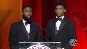 Sanford Biggers Instagram - Few experiences in life have shaped me as much as my years at Morehouse College @morehouse1867. And even fewer are as powerful as being in a room of 1000+ of some of the US’s most exemplary individuals who collectively with our alumni, have and continue to change the world, both above and below the radar, daily. I am humbled and still floating from being acknowledged, exalted, and honored with the Bennie Award from the ONLY institution worldwide solely dedicated to the upliftment and excellence of Brothers at scale. Thank you to all my Brothers, and special thanks to the brilliant presenters @artbykamahl and @chakajhan 🙌🏿

#Moreohusecollege
#thehouse
#Spelhouse
#HBCU
#ATL
#IYKYK  #fubu