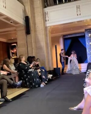 Sangita Patel Instagram - That’s ME! On the catwalk, representing 💪🏽

When @vickymilner6 asked me to walk the runway in an Asian design I couldn’t have been more proud. Full circle with @lotusbloomofficial who dressed my girls for wedding season, how this relationship has flourished! So proud and happy for you. 
 
Now, This DRESS, insane and heavy! 
Funny story - the dress was so heavy I had a a beautiful male model help me down the stairs and then the MUSIC, got me pumped so you know me…I danced (swipe left) thanks @amandabrugel 💃🏽 

Thank you to all those who came out to support lil ole me, meant so much😊

#MomentsIWillCherish #CanadianFashion @fairmontroyalyork 🥰