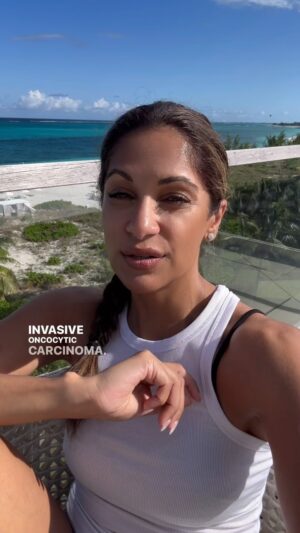 Sangita Patel Instagram - Well…I got my pathology report ❤️

Breathe ❤️…okay so right before this trip, I received the news my suspicious lump was malignant - Cancer ❤️
Yeah…
Good news the lump is out but with this type of diagnosis I still have a few more hurdles to face.

Last few weeks has tested me physically and mentally and my emotions has been a rollercoaster. 
This moment sitting down surrounded by blue skies - was really the first time speaking the ‘C’ word as my story❤️

I have the best team of doctors, my blessing of a family and friends. I know I’m going to be fine, conquer this journey. 
Thank you to everyone who has been asking, checking in, really means a lot - Life is a gift ❤️

Plus, hey, I’m the GEETS 😊💪🏽 

#MyJourney #ThyroidCancer #NextChapter #Strong #Community #positivity