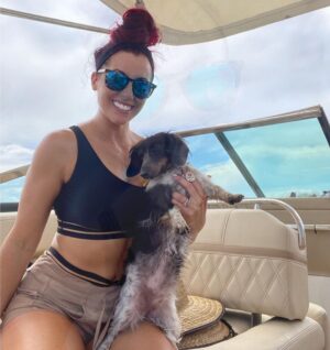 Santana Garrett Instagram - I WOOF you guys. 💙✨🐶

(Swipe to the last photo) 😂

#nationaldogday #dog #dogs #internationaldogday #daschund #goldendoodle