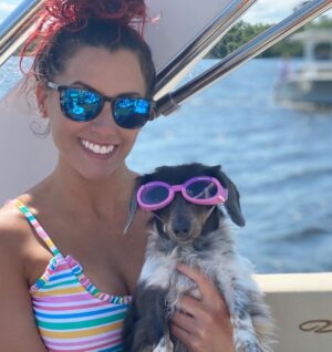 Santana Garrett Instagram - I WOOF you guys. 💙✨🐶

(Swipe to the last photo) 😂

#nationaldogday #dog #dogs #internationaldogday #daschund #goldendoodle