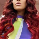 Santana Garrett Instagram - NEW! 💚 WOW Costume Reveal! (Funfact: I made it myself) 😏 Also, can we take a minute to appreciate the hair & makeup masterpiece done by the oh so talented @nolebeauty ✨🎨 #LA #hair #makeup #glam #wowglam #slay #redhair #hairandmakeup #costume #wonderwoman #sew #transformation #womenswrestling #superhero #wow #weekend #headbandpower #bohymehairextensions Los Angeles, California